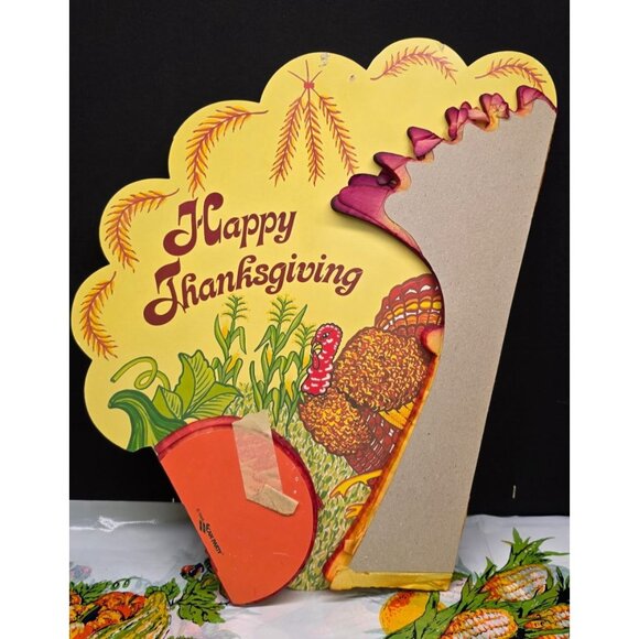 Retro Vintage Happy Thanksgiving Honey Comb Die Cut Scan Party 1988 - Picture 8 of 12